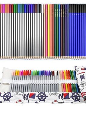 48pc Art Pencil Set Oil Based Water Soluble Sketch Pencils w/ Case XXYOUPIN